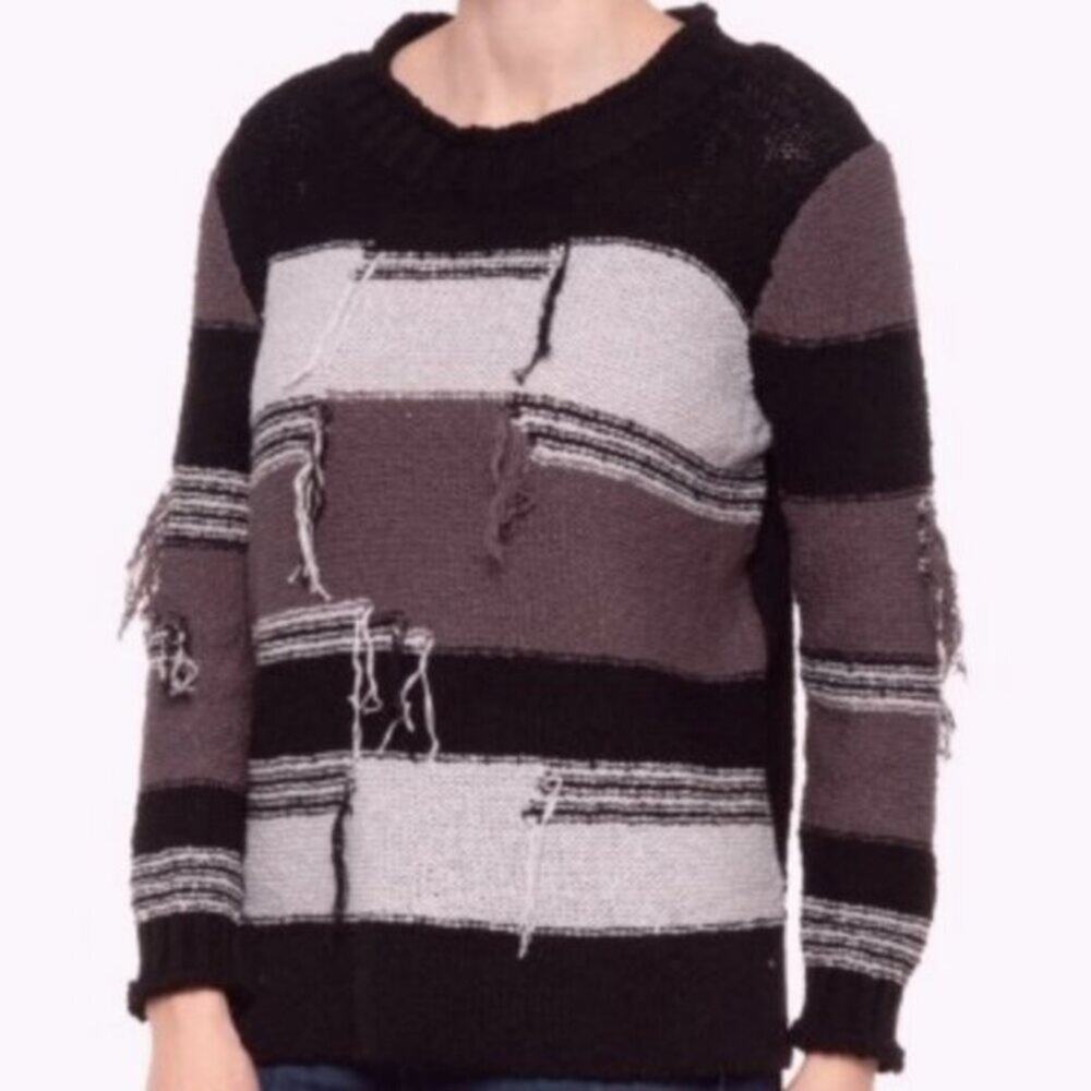 Akira Dream Big Sweater black, brown, taupe combo